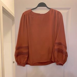 Ann Taylor Embroidered-Sleeve Blouse